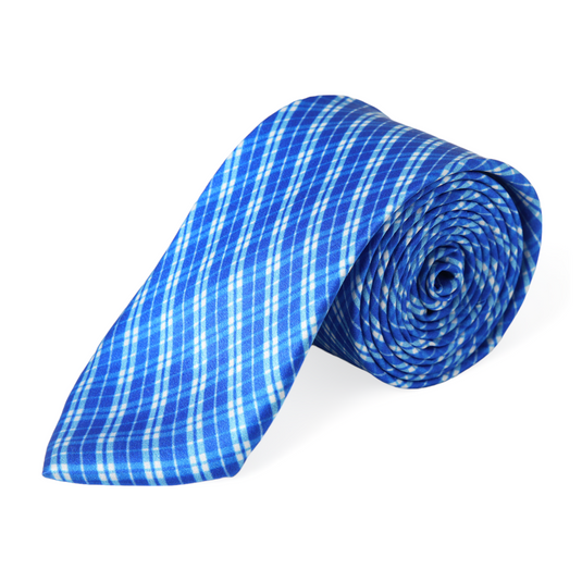 Chokore Blue & White Silk Tie - Plaids line