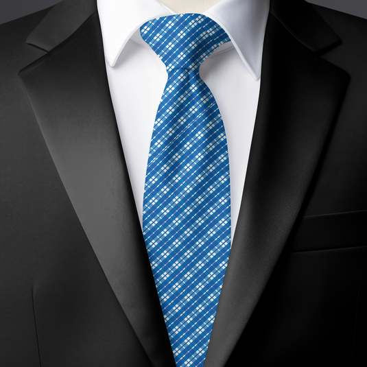 Chokore Blue & White Silk Tie - Plaids line