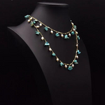 Chokore Chokore Golden Wire Choker and Bracelet Set Chokore Turquoise Pearl Long Necklace