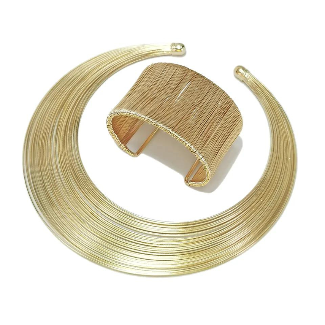 Chokore Golden Wire Choker and Bracelet Set