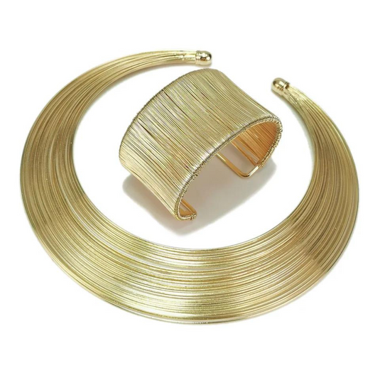 Chokore Golden Wire Choker and Bracelet Set