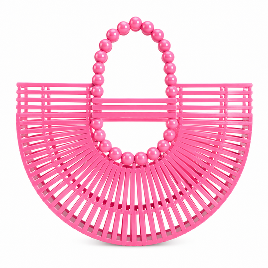 Chokore Bamboo Tote - Handcrafted Basket Bag for Women pink.