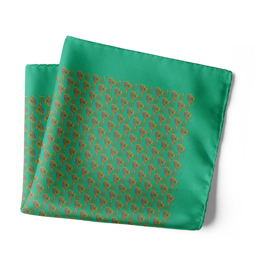 Chokore Sea Green Sea Horses Silk Pocket Square from the Wildlife range