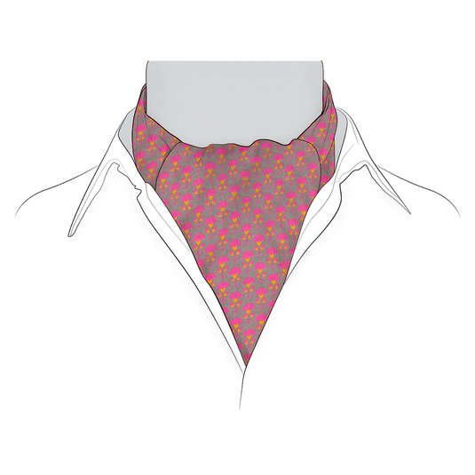 Chokore Grey & Pink Floral Silk Reversible Cravat