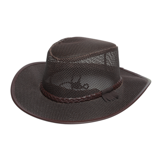 Chokore Chokore Mesh Cowboy Hat with Braided Belt (Dark Brown)