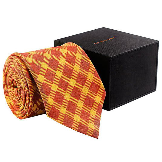 Chokore Red & Orange Tartan tie - Plaids line