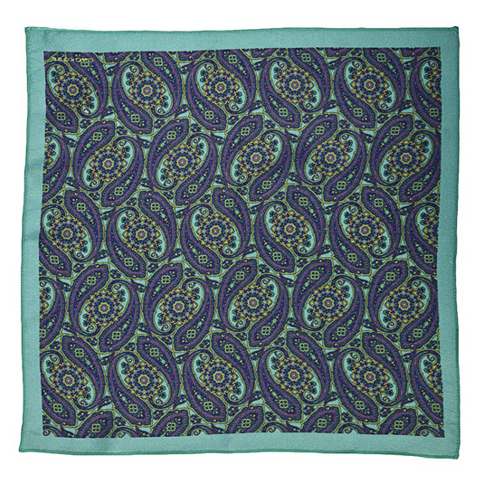 Chokore Sea Green and Blue Silk Pocket Square - Indian at Heart Collection