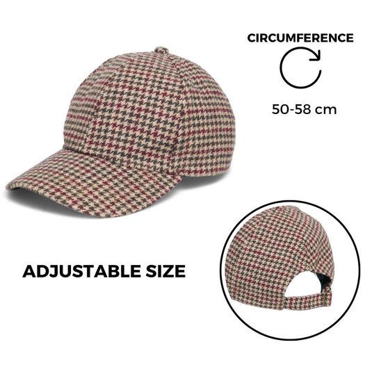 Chokore Autumn Herringbone Pattern Baseball Cap (Beige & Brick Red)