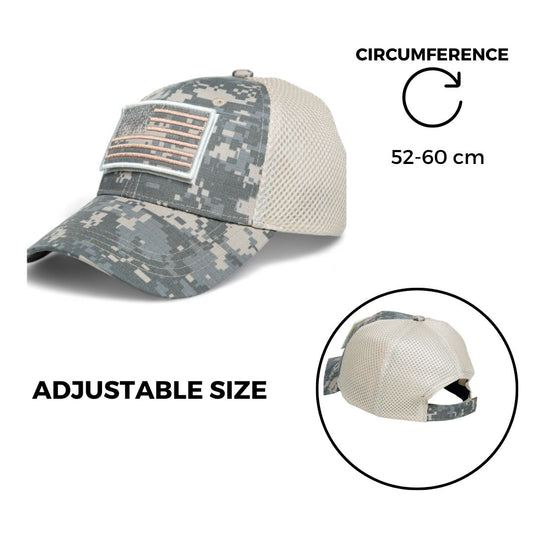 Chokore Camouflage Patch Baseball Cap with Mesh Detailing (Gray)