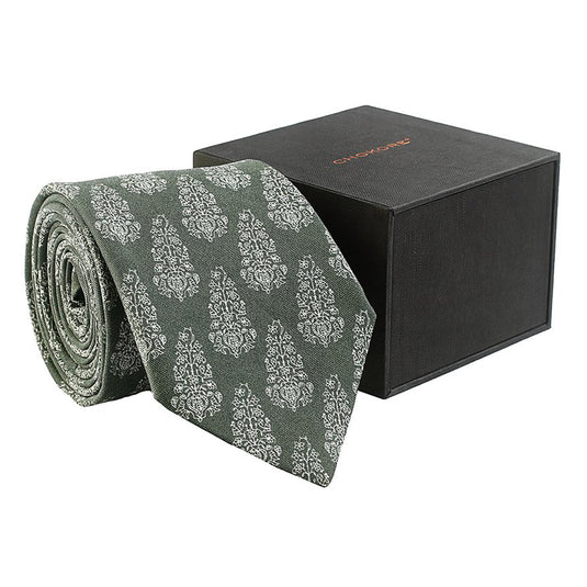 Chokore Grey & White Silk Necktie - Indian at Heart Collection