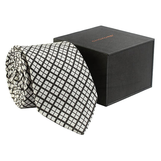 Chokore Black & White Silk Tie from Plaids collection