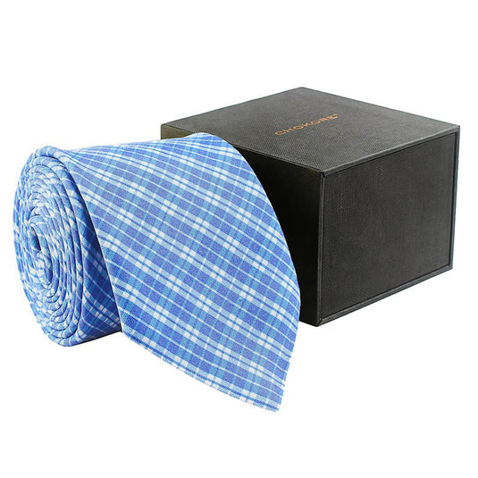 Chokore Blue & White Silk Tie - Plaids line