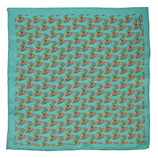 Chokore Sea Green Sea Horses Silk Pocket Square from the Wildlife range