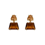 Chokore Bamboo Rattan Woven Lantern Drop earrings. Gold tone. Chokore Tawny Crystal Earrings