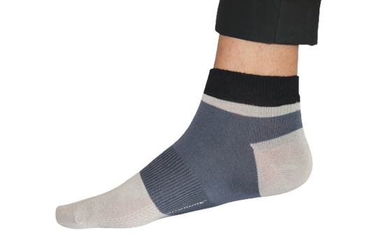Chokore Light Grey And Navy Blue Ankle Bamboo Socks