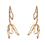 Chokore Linear drop earring with Amythest Gemstone. Gold tone. Chokore Metallic Floral Earrings