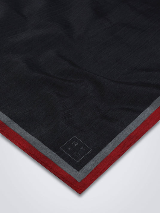 Onyx Black Eri Silk Pocket Square - Premium Handcrafted