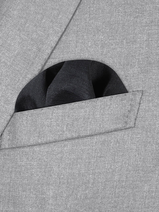 Onyx Black Eri Silk Pocket Square - Premium Handcrafted