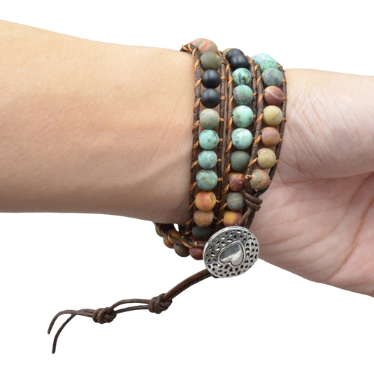 Natural Agate Gemstone beaded multi-layer Bracelet jewelry, Unisex