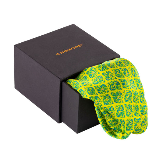 Chokore Yellow Satin Silk pocket square from the Indian at Heart Collection
