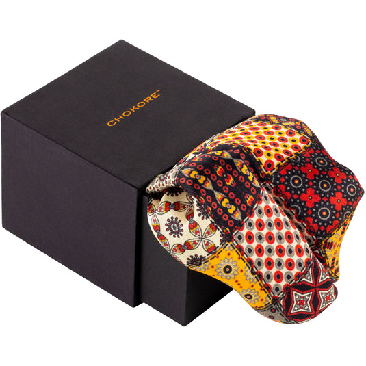 Chokore Red Satin Silk pocket square from the Indian at Heart Collection