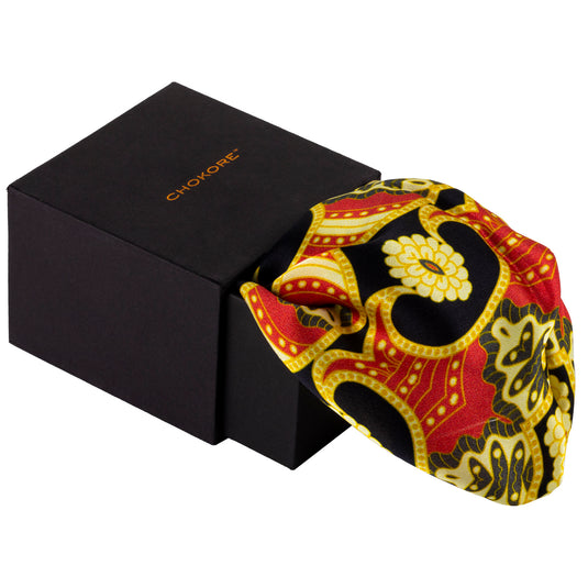 Chokore Red Satin Silk pocket square from the Indian at Heart Collection