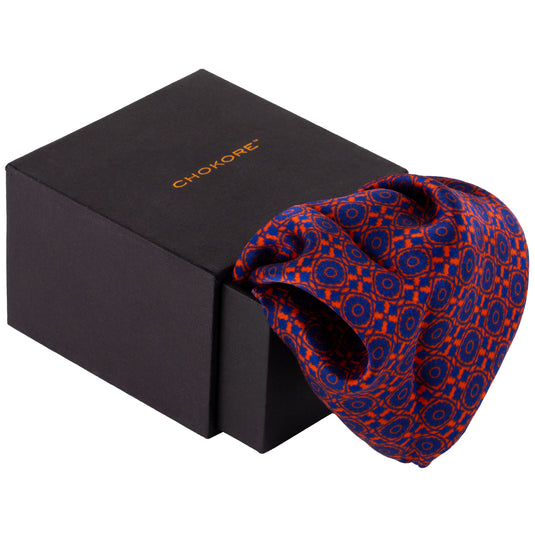 Chokore Red Satin Silk pocket square from the Plaids Line