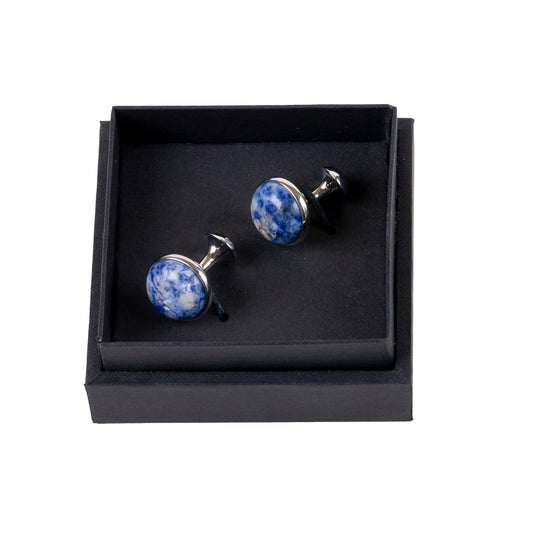 Lapis Blue Round Cufflinks – Bold Heritage Style