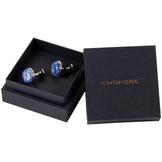 Lapis Blue Round Cufflinks – Bold Heritage Style