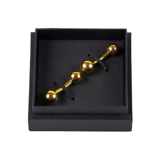 Gold Dumbbell Cufflinks – Modern Sculptural Appeal