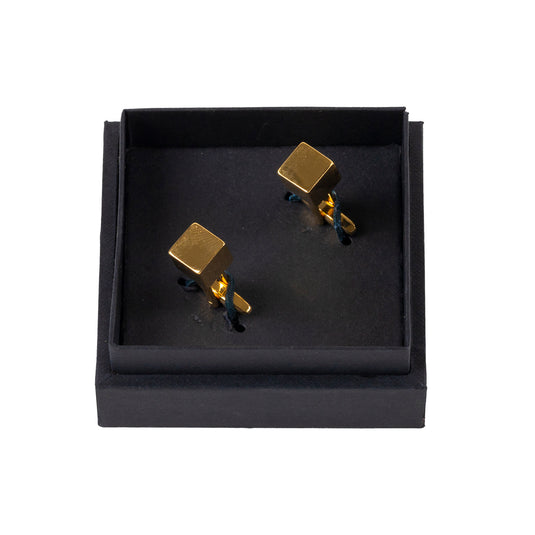 Gold Cube Cufflinks – Minimalist Power Statement