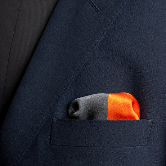 Chokore Orange Satin Silk pocket square from the Plaids Line