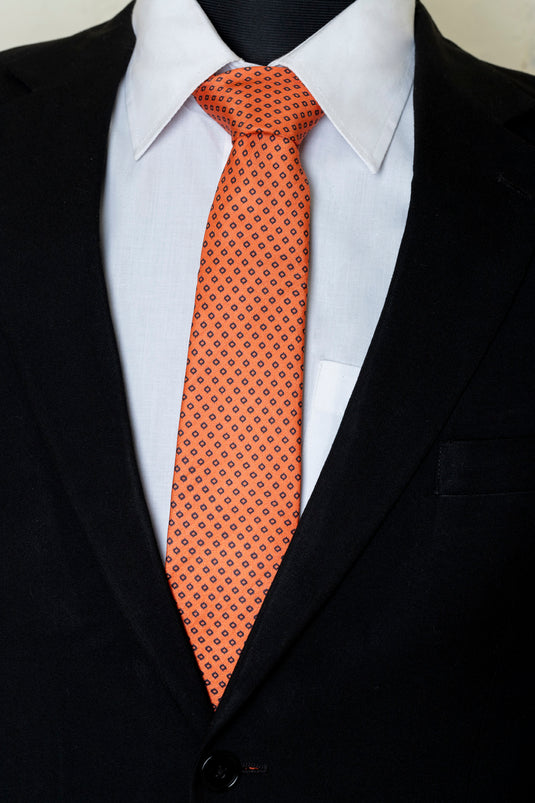 Chokore Orange & Rust Silk Necktie - Indian at Heart Collection
