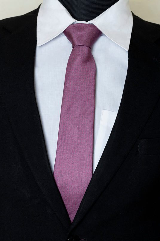 Chokore Purple & Pink Herringbone Silk Necktie