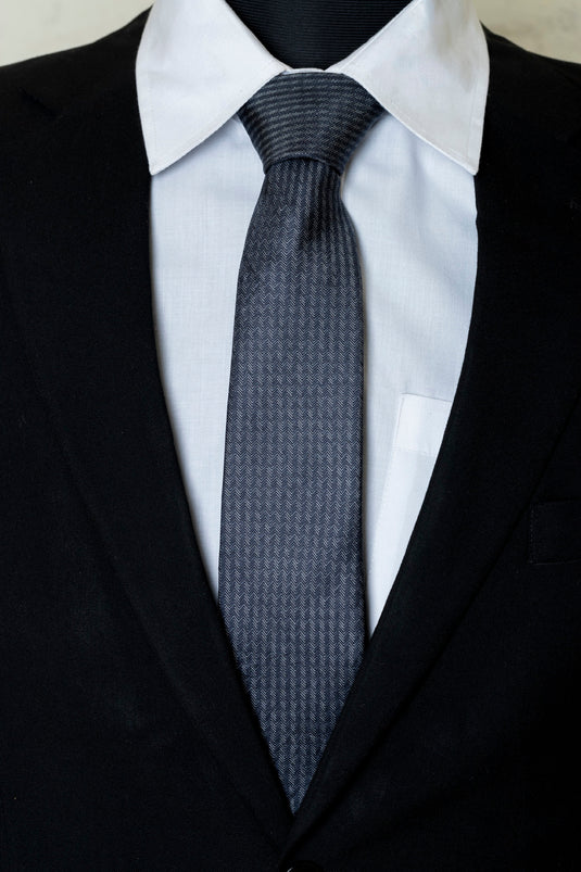Chokore Dark Grey Silk Necktie - Indian at Heart Collection