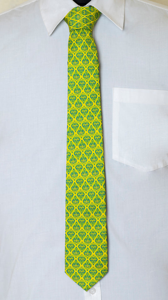 Chokore Lime Green & Blue Silk Necktie - Indian at Heart Collection