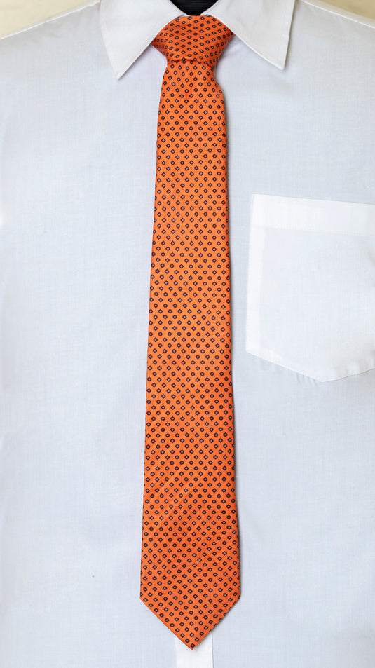Chokore Orange & Rust Silk Necktie - Indian at Heart Collection