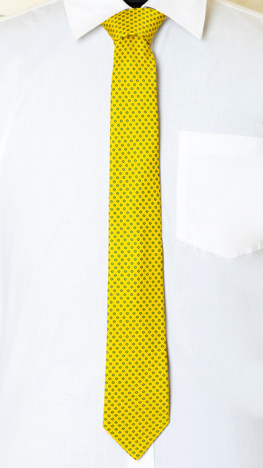 Chokore Yellow & Blue Silk Necktie - Indian at Heart Collection