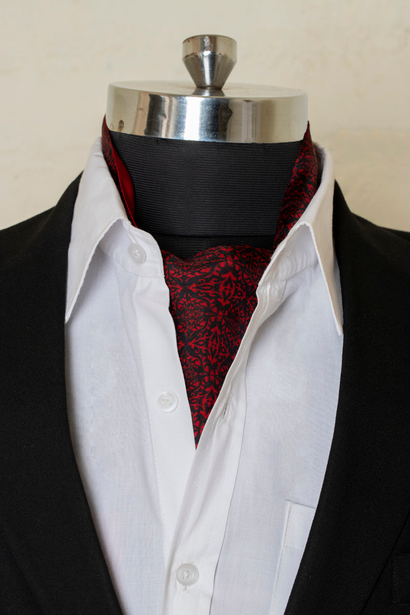 Chokore Men's Red and Black Silk  Cravat