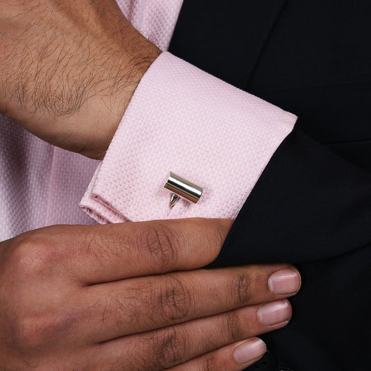 Barrel Silver Cufflinks – Streamlined Sophistication