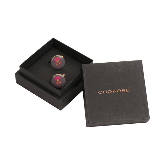 Floral Art Enamel Brass Cufflinks – Bold Artistic Charm