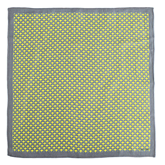 Chokore Grey and Lemon Green Silk Pocket Square - Indian At Heart line