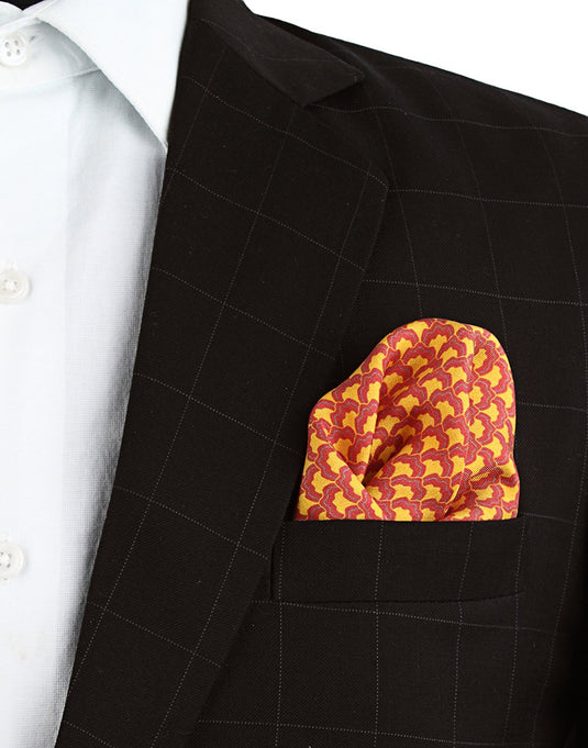 Chokore Red & Orange Silk Pocket Square - Indian At Heart line