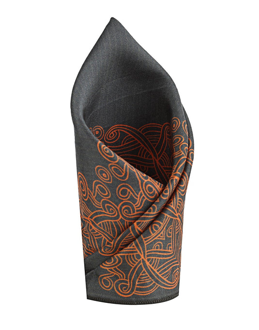 Chokore Grey & Red Silk Pocket Square - Indian At Heart line