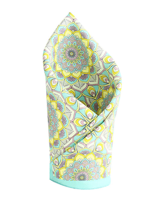 Chokore Sea Green and Lemon Pocket Square - Indian at Heart line