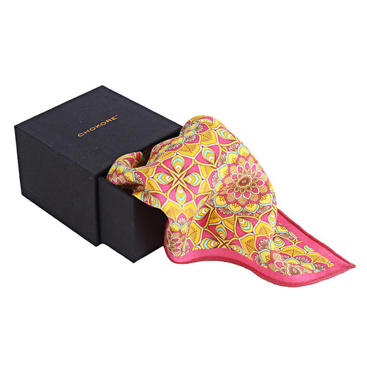 Chokore Fuschia and Orange Pocket Square - Indian at Heart line