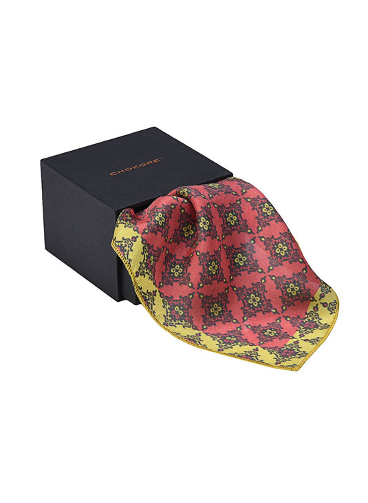 Chokore Red & Light Green Silk Pocket Square from Indian at Heart collection