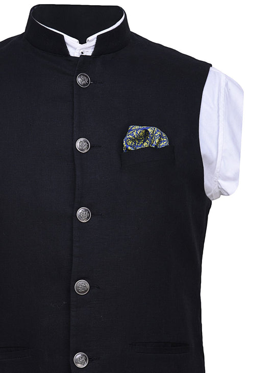 Chokore Yellow and Blue Silk Pocket Squares from Indian at Heart collection