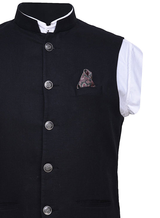 Chokore Black and Rose Pink Silk Pocket Square from Indian at Heart collection