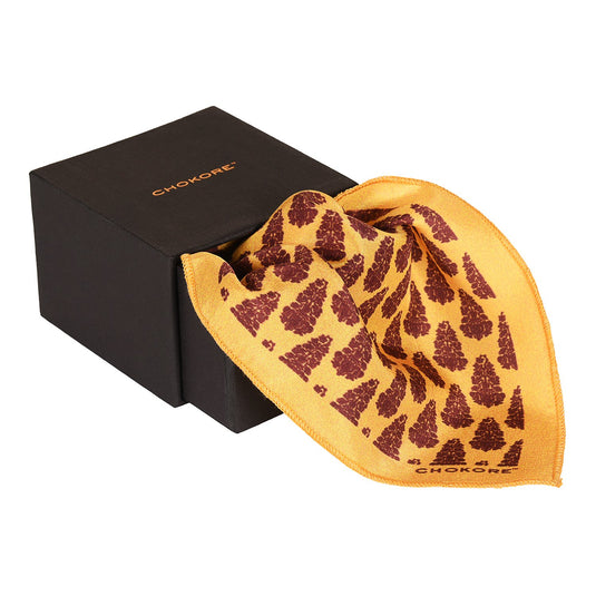 Chokore Yellow & Rust Silk Pocket Square - Indian At Heart line